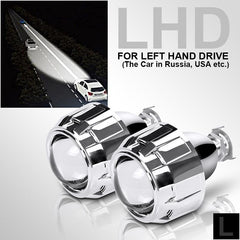 RACBOX 2Pcs 2.5 Inch Universal Bi Xenon HID Projector Lens Silver Black Shroud H1 Xenon LED Bulb H4 H7 Motorcycle Car Headlight