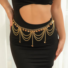 Fashionable retro star waist chain Waist chain metal street photography multi-layer pants chain