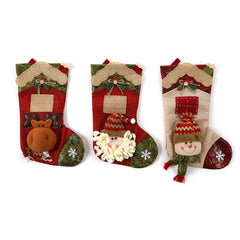 3D Linen Splicing Cartoon Christmas Socks Christmas Decorations Gift Pendants