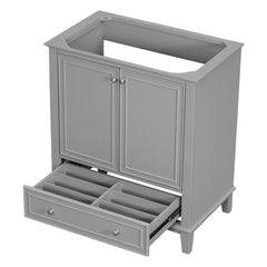 30 inch bathroom vanity no sink  base only gray