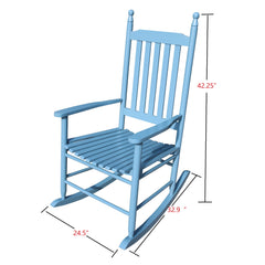 wooden porch rocker chair blue