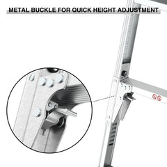 Aluminum Work Platform Large Size Step Stool Folding Portable Work Bench 40" Width Telescopic Feet 22" -27.5" Height Adjustable