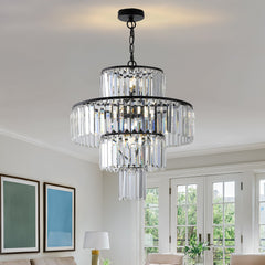 Black  Luxury Crystal Chandelier Modern Chandeliers Lights Fixture Hanging  Pendant Light Fixture for Dining Room Bedroom