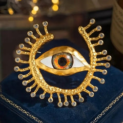 New Exaggerated Devil's Eye Brooch Baroque Pearl Tassel for Men Women Unisex Pin Jewelry European And American Vintage