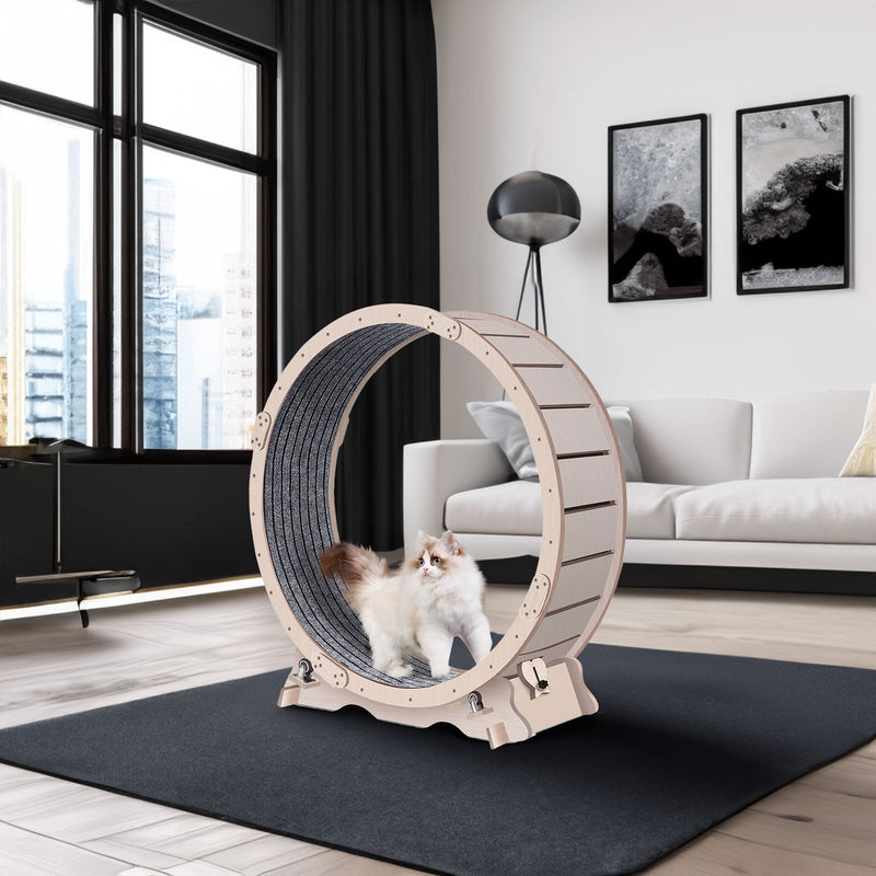 Cat Exercise Wheel for Indoor Cats, Cat Running Wheel with Carpeted Runway, 41