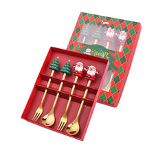 Christmas gift tableware stainless steel coffee spoon dessert spoon fork set