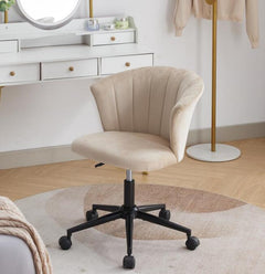Home Office Chair, Velvet Fabric Swivel Flower Shape Computer Desk Chair for Home Office or Bedroom