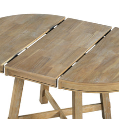 TREXM 5-Piece Farmhouse Dining Table Set Wood Round Extendable Dining Table and 4 Upholstered Dining Chairs (Natural Wood Wash)