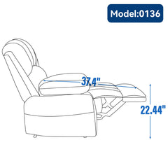 Large Manual Recliner Chair in Fabric for Living Room, Grey