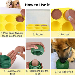 6 - cavity dog treat molds , compatible with Woof & Power Chewer Pupsicle, silicone for frozen treats, reusable for Pupsicle toy