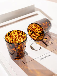 1 Pcs Brown Leopard Grain Cup Glass Transparent Sense Water Cup Tea Cup Coffee Mugs Wine Glasses Drinking Glasses