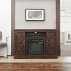 Farmhouse Classic Media TV Stand Antique Entertainment Console for TV up to 50" with 18" Electric Fireplace Insert