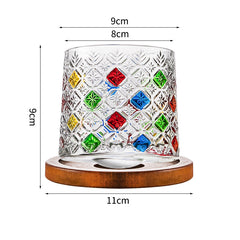 Hand drawn rotating glass cups multiple multi-purpose whiskey glasses rotating glass cups