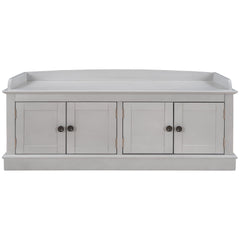 TREXM storage table with 4 doors and adjustable shelves and detachable cushioned shoe stand(Gray Wash)
