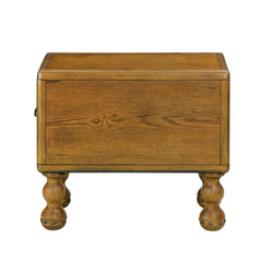 Solid wood end table, rectangular 23.6 inch narrow edge table with drawers, vintage bedside table， Antique Brown
