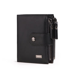 Anti-Theft Brush Business Leather Thin Short Men's Wallet Zipper Wallet Money Ticket Holder