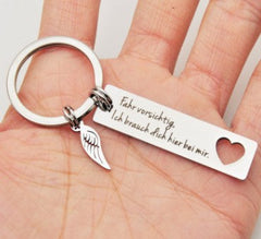 German drive well Fahr vorsichtig lch.. stainless steel keychain Valentine's Day gift