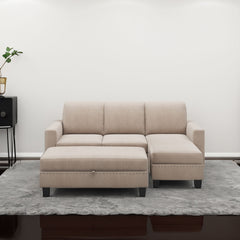 [New]81" Reversible Sectional Couch with Storage Chaise L-Shaped Sofa for Apartment Sectional Set Warm Grey