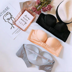 Oxygen bra for women without shoulder straps front buckle gathering anti slip invisible breathable wrapped bra