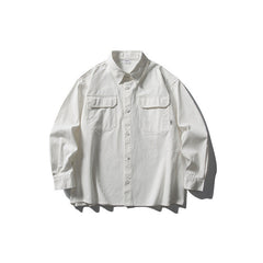 Pocket casual workwear shirt men's loose long sleeved shirt