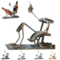 Skull 2-in-1 Bottle Stand: Holds Coke & Wine, Metal Skeleton Holder – Fun Bar Decor