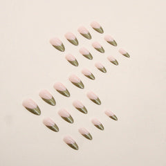 Simple pearlescent gold French almond nail wear nails special nail pieces wholesale finished wind fake nails