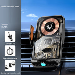 C11 car holder wireless phone charger infrared induction opening and closing navigation punk style transparent phone holder