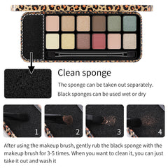 Romantic Beauty Multicolor Leopard Eye Shadow Plate Pearlescent Matte Glitter Powder Eye Shadow With Black Eye Shadow Brush