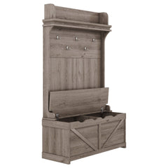 Hall tree with storage desk, entrance desk with drawers and 5 hooks, display rack,Oak