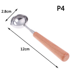Anti-Hot Sealing Wax Spoon Wood Handle Retro Wax Stamping Spoons Invitation Cards Decorative Stamps Craft