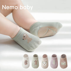 Spring And Summer New Baby Floor Socks Combed Cotton Non-Slip Indoor Cool Children Toddler Socks Cartoon Short Boat Socks
