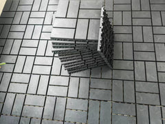 Plastic interlocking deck tiles, 36 pieces, 12 inch x 12 inch waterproof terrace tiles, with strong drainage design in grey