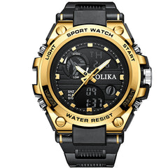 Men's dual display waterproof electronic watch, outdoor sports timing multifunctional quartz electronic watch, shock resistant student watch