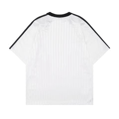 Vertical Stripe Letter Print Sports Jersey Men's Summer American Street Casual Loose Color Block Short Sleeve T-Shirt Top