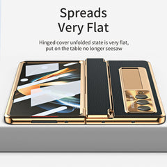 Samsung zfold 5 phone case FOLD4 folding screen flat hinge plain leather all inclusive anti fall protective case W22 is suitable