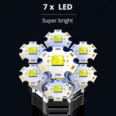 High Power LED Flashlight Powerful USB Rechargeable Torch Handheld Portable Outdoor Lamp Built-in Battery COB 7 LED Flashlights