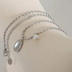 Elliptical brand niche commuting fashion titanium steel necklace women's collarbone chain