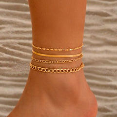 Love Beaded Punk Chain Foot Chain Set Hip Hop Personalized Snake Bone Chain Foot