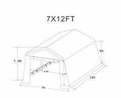 7x12 ft Outdoor Gazebo Portable Storage Shelter Shed with 2 Roll up Zipper Doors & Vents Carport