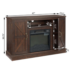 Farmhouse Classic Media TV Stand Antique Entertainment Console for TV up to 50" with 18" Electric Fireplace Insert