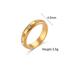 18K Gold Plated Green Zircon Pearl Rings For Women Waterproof Hypoallergenic Dainty Gold Ring Stainless Steel Jewelry