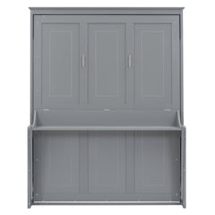 Queen Size Murphy Bed with a Shelf, Gray