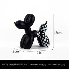 New black and white plaid balloon dog ornaments creative TV cabinet wine cabinet living room porch resin crafts