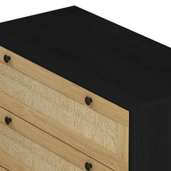 30.31"3-Drawers Storage Cabinet Rope Woven Drawer,for Bedroom,Living Room,Dining Room,Hallways,Black