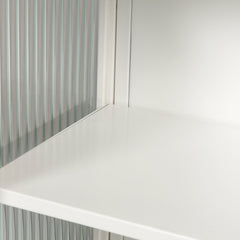 27.56"Glass Doors Modern Two-door Wall Cabinet with Featuring Three-tier White