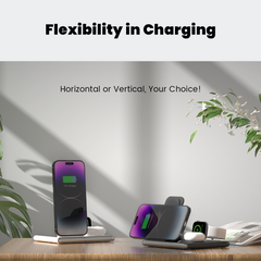 PowerGlow - Jabees PowerGlow 4-In-1 Foldable Wireless Charging Station with LED Night Light