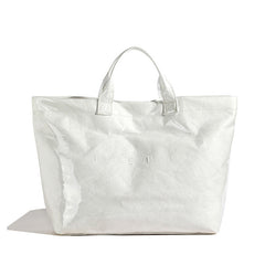 Vintage PVC tote with DuPont lettering. Simple, transparent, large - capacity handbag for commuting women.