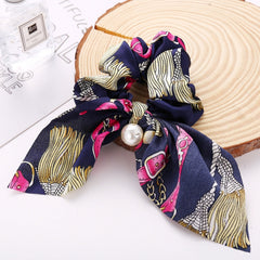 New Pearl Pendant Large Intestine Ring Hair Loop Women's Bundle Hair Knot Big Bow Knot Hair Rope