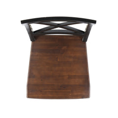 Roshan Farmhouse Acacia Wood Dining Chairs, Black / Walnut (Set of 2)