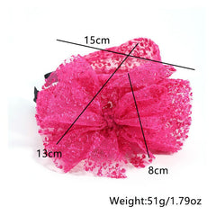 Fashionable oversized solid color lace bow headband